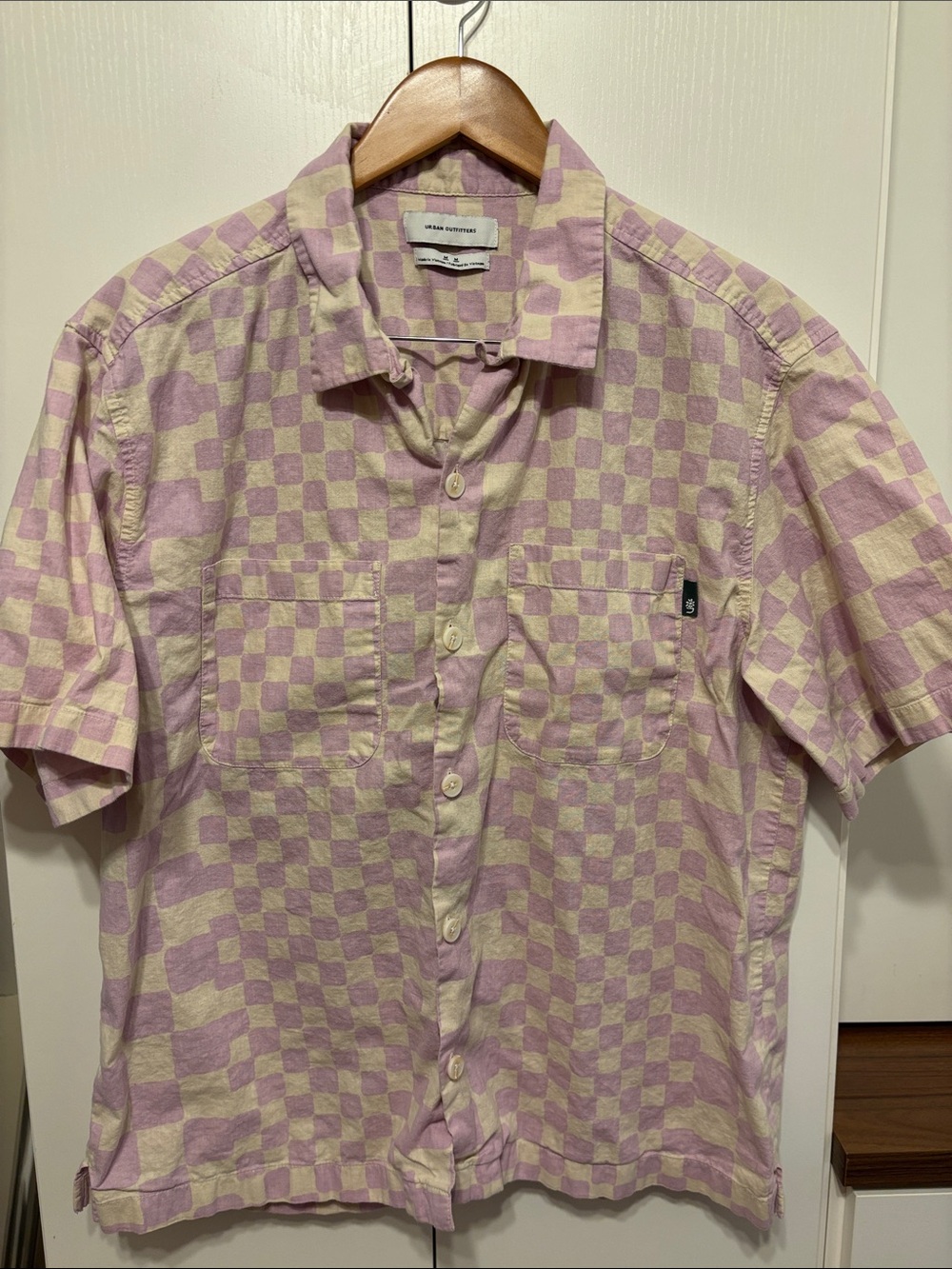 Checkerboard Linen Blend Shirt - M